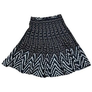 BCBG Max Azria Black, Brown White‎ Polka Dot 'Albie' Flare Skirt Silk/Cotton  XS